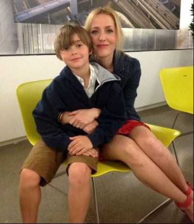 Felix Griffiths with his mother Gillian Anderson